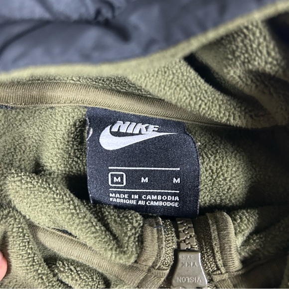 Nike Hoodie Men Medium Olive Green Full Zip Sportswear Fleece Windrunner Jacket - Picture 3 of 8